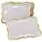 10 White Rectangle Trays with Gold Rim Border for Elegant Dessert Table Serving Parties 9" X 13" Heavy Duty Disposable Paper Cardboard for Platters, Cupcake Display, Birthday Party, Weddings Food Safe